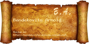 Bendekovits Arnold névjegykártya